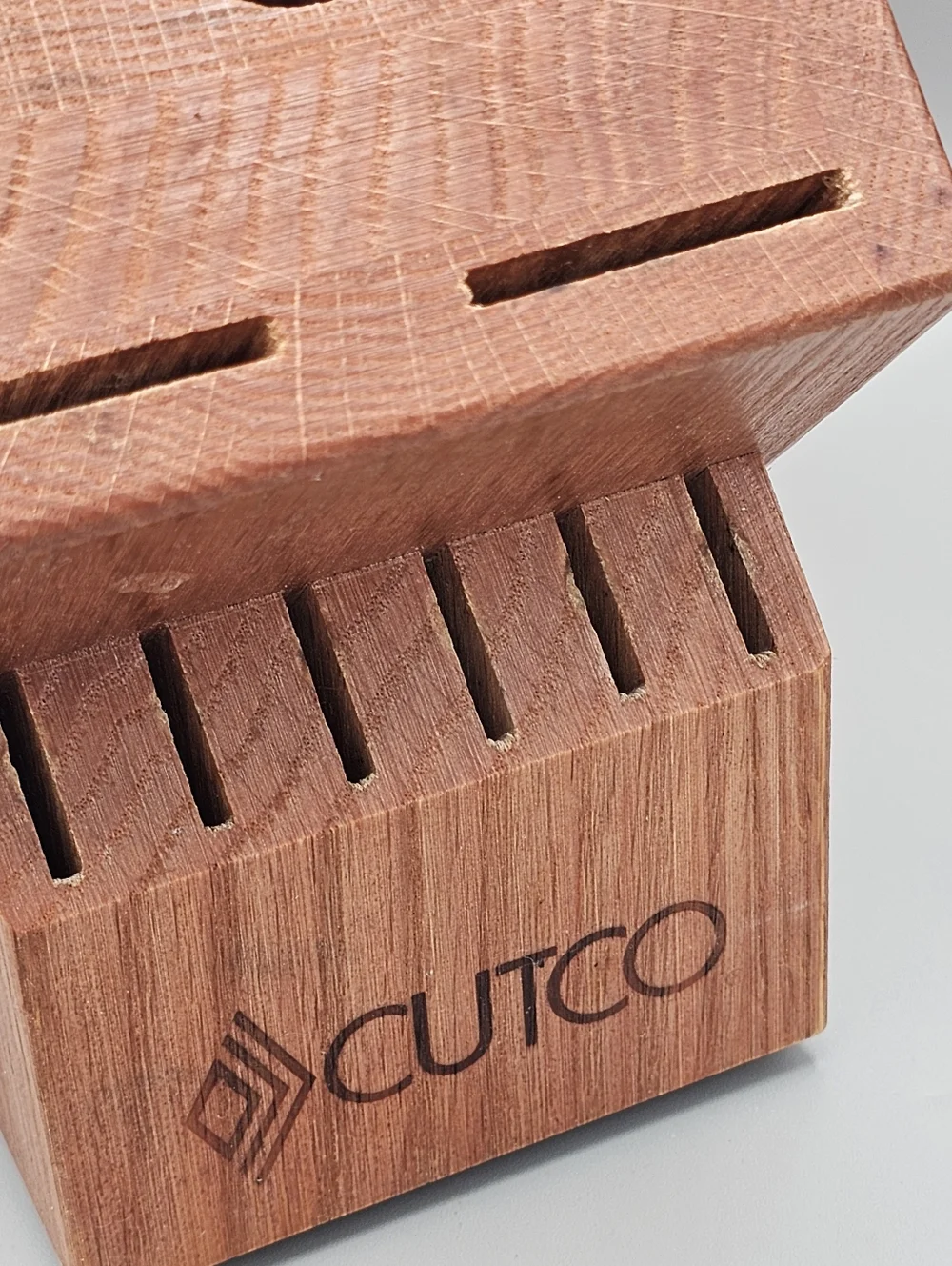 Cutco‎ Knife Block 13 Thirteen Slot Honey Oak USA Made Solid Wood Holder Storage